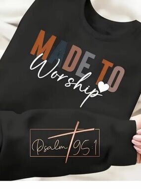 Made to Worship Black Graphic Sweatshirt - Psalm 95:1
